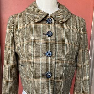 J.Crew Brown Plaid Cropped Blazer size 6